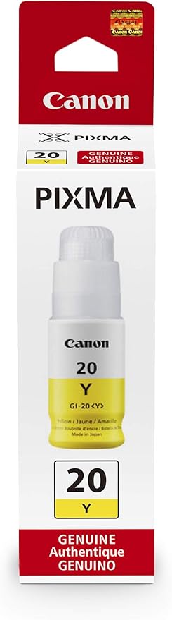 Canon GI-20 Yellow Ink Bottle, Compatible to PIXMA G6020 and G5020 MegaTank Printers