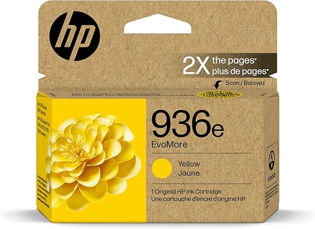 HP 936e Yellow EvoMore Ink Cartridge | Works OfficeJet 9120 Series, OfficeJet Pro 9100 Series, OfficeJet Pro Wide Format 9700 Series | Carbon Neutral | 4S6V5LN