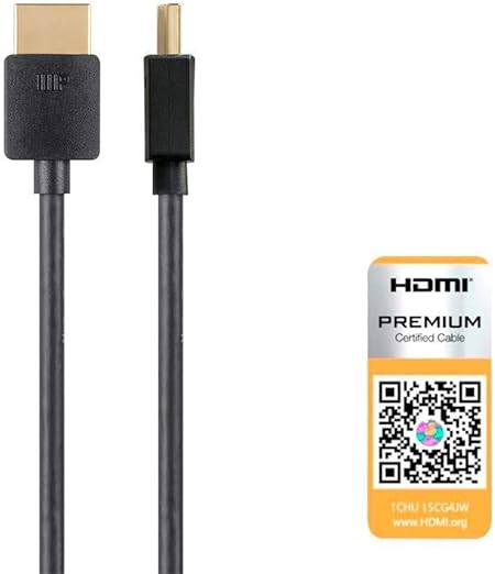 Monoprice 4K Certified Premium High Speed Slim HDMI Cable - 4K60Hz, 18Gbps, HDR, 2ft, Black