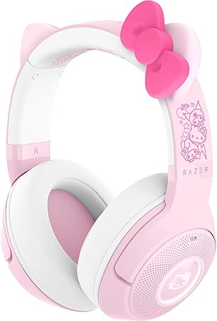 Razer Kraken Kitty V2 BT Wireless RGB Headset: Chroma RGB - Bluetooth 5.2-40 mm Drivers - Noise-Cancelling Mics - Lightweight - 40 Hr Battery w/Type C Charging - Hello Kitty & Friends Edition