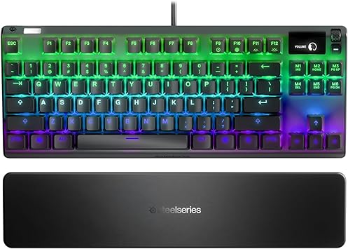 SteelSeries Apex 7 TKL Compact Mechanical Gaming Keyboard – OLED Smart Display – USB Passthrough and Media Controls – Linear and Quiet – RGB Backlit (Red Switch)