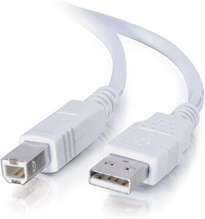 C2G USB Connection Cable, USB 2.0 A to B Cable, Plug and Play USB Hub with Long USB Extension Cable, 6.5 Foot USB Cable, White, C2G 13172