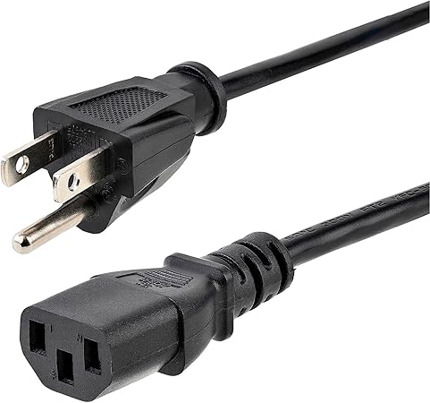 StarTech.com 6ft (1.8m) Computer Power Cord, NEMA 5-15P to C13, 10A 125V, 18AWG, Black Replacement AC Power Cord, Printer Power Cord, PC Power Supply Cable, Monitor Power Cable - UL Listed (PXT101)