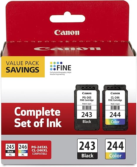 Canon PG-243/ CL-244 Ink Multi pack, Compatible to TR4520, MX492, MG2520, MG2922, TS302 and TS202 Printers