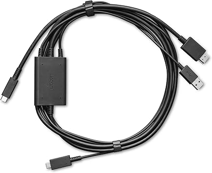 Wacom One 3 in 1 Cable for Wacom One 12 and 13 Touch,Black