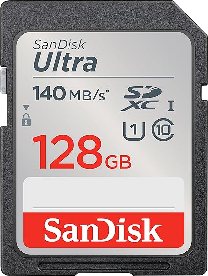 SanDisk 128GB Ultra SDXC UHS-I Memory Card - Up to 140MB/s, C10, U1, Full HD, SD Card - SDSDUNB-128G-GN6IN