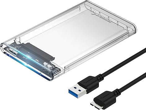 SABRENT 2.5 Inch SATA to USB 3.0 Tool Free Clear External Hard Drive Enclosure [Optimized for SSD, Supports UASP SATA III] (EC-OCUB)