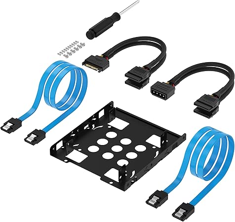 SABRENT 3.5 Inch to x2 SSD / 2.5 Inch Internal Hard Drive Mounting Kit [SATA and Power Cables Included] (BK-HDCC)