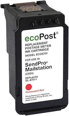 ecoPost Brand Remanufactured Postage Meter Cartridge Replacement for Pitney Bowes SL-870-1 | Red