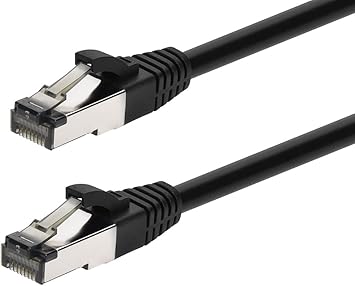 Monoprice Cat8 Patch Cable - 5 Feet - Black | Double Shielded (S/FTP), 28AWG, 2GHz, 40G, Pure Bare Copper, Snagless RJ45, Ethernet Cable