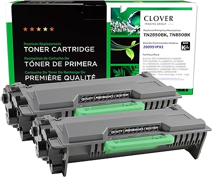 Clover Remanufactured High Yield Toner Cartridges Replacement for Brother TN850 | Black 2-Pack