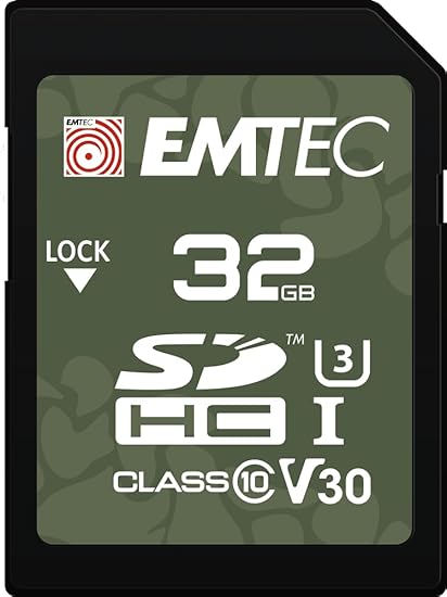 EMTEC 32GB Outdoor SD Card - UHS-I U3 V30 Class 10 Trail Camera SD Card - IPX6 and IPX7 Protection - Ideal for 4K UHD Videos