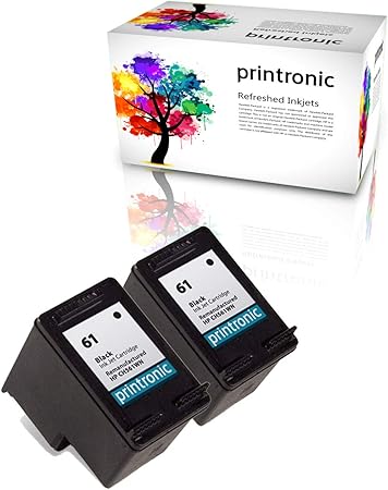 2 Pack Remanufactured HP 61 Ink Cartridge for HP Envy 4500 5530 Deskjet 2540 1510 2050 3050 OfficeJet 4630 Printers (2 Black)