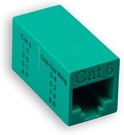 Inline Coupler Crossover Cat6, RJ45 Female to RJ45 Female, Green Color (ZNWN3066-XV)