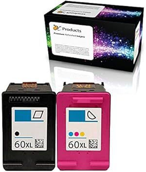 Refilled Ink Cartridge Replacement for HP 60XL for Envy 120 114 Deskjet F4480 F4210 D1660 F4400 Printers (1 Black 1 Color)