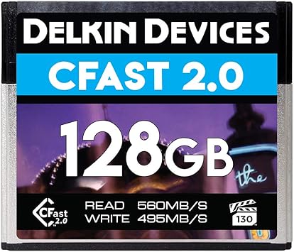 Delkin DCFSTV128 128GB Premium Cfast 2.0 Vpg-130 Memory Card,silver