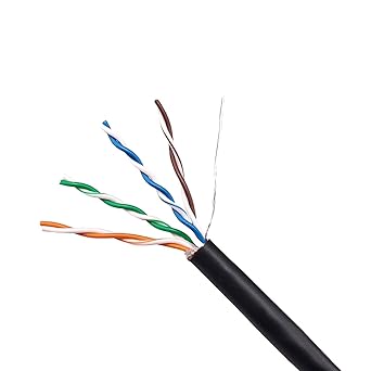 IO-E4242S-5ECMR-1000B CAT5E Stranded Cable 24AWG F/UTP CMR 4-Pair 1000 Foot Pull Box Black