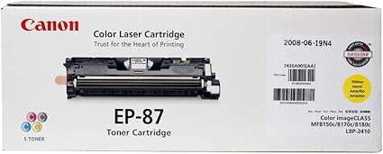 Canon Genuine Toner, Cartridge EP-87 Yellow (7430A005), 1 Pack, for Canon Color imageCLASS MF8170c, MF8180c Laser Printer