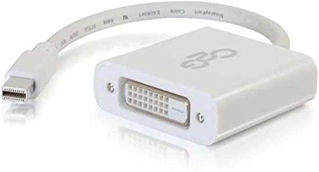 C2G Legrand Mini DisplayPort Adapter, Active, Male to Female Displayport Adapter, White DisplayPort to DVI Adapter, 8 Inch Adapter Converter, 1 Count, C2G 54319