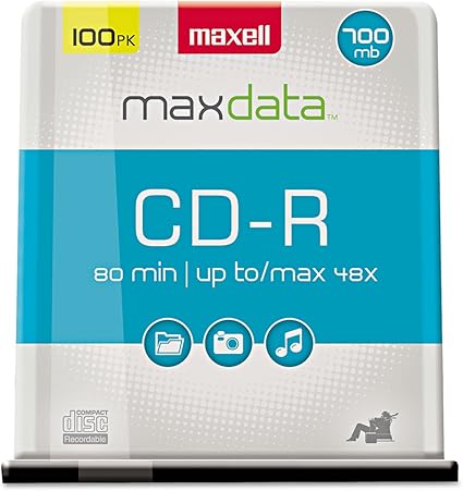 Maxell 648200 CD-R Discs, 700MB/80min, 48x, Spindle, Silver, 100/Pack