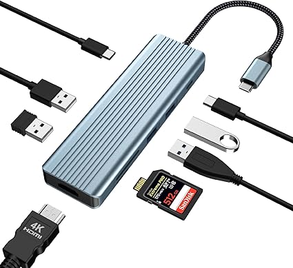 9 in 1 USB C Hub, OBERSTER Feature-Packed Docking Station with 4K@30Hz HDMI, 3 x USB 3.0, USB C 3.0 Data Transfer, USB 2.0, 100W PD, SD/TF Card Reader, Compatible with Laptop and More Type C Devices