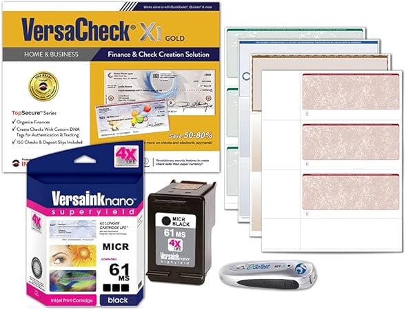 VersaCheck 61 MICR Black Printer Conversion Kit - The Easy Way to Convert Any Printer Using HP 61 Black Ink cartridges into a Bank Compliant MICR Printing Solution