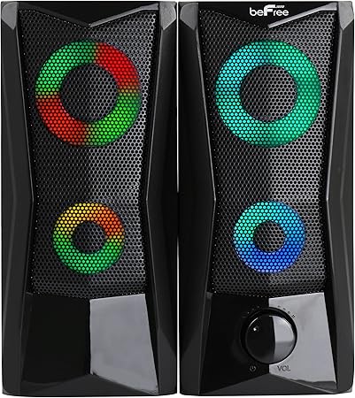 beFree Sound Computer Gaming Speakers with Color LED RGB Lights