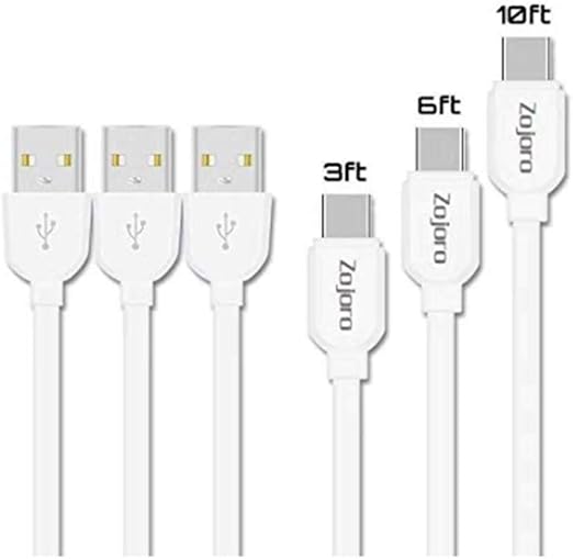 USB Type C Cable, Zojoro 3Pack [3Ft 6Ft 10Ft] High Speed USB C Data & Charging Cable