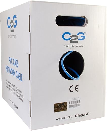 C2G 43405 Cat6 Bulk Cable- Unshielded Ethernet Network Cable with Stranded Conductors, In-Wall CMR-Rated, TAA Compliant, Blue (1000 Feet, 304.8 Meters)