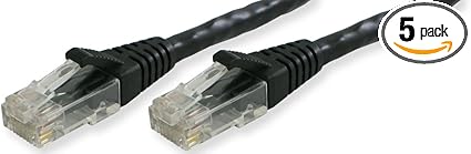 CAT6-05-BKB Booted Ethernet Patch Cable, 5-Feet, Black, 5-Pack