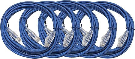 15 Feet Cat 6A Ultra Slim Patch (28AWG) Cable (Blue) (E09-015BL-SL5)