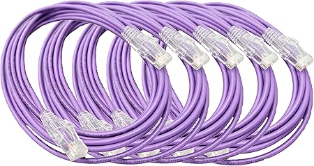 10 Feet Cat6A Ultra Slim Patch (28AWG) Cable (Purple) 5-Pack (E09-010P-SL5)