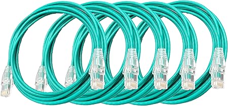 10 Feet Cat6A Ultra Slim Patch (28AWG) Cable (Green) 5-Pack (E09-010G-SL5)