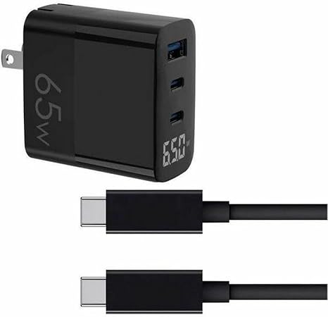 65W 10FT USB-C to USB-C Laptop Triple USB GaN Charging Kit - with Display