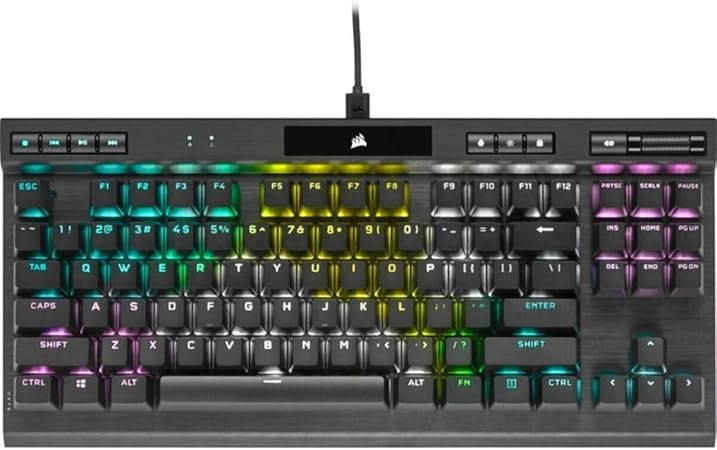 CORSAIR K70 RGB Tenkeyless Mechanical Gaming Keyboard - CHERRY MX SPEED Switches, Aluminum Frame, Per-Key RGB Backlighting, Detachable USB-C Cable