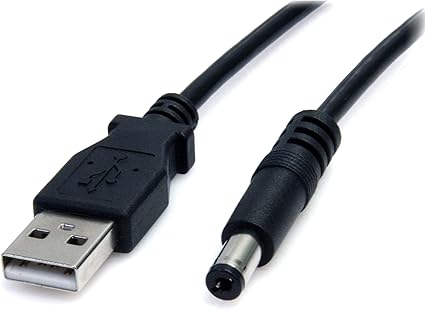 StarTech.com 3 ft USB to Type M Barrel 5V DC Power Cable - Power Cable - USB (Power Only) (M) to DC Jack 5.5 mm (M) - 3 ft - Molded - Black - USB2TYPEM