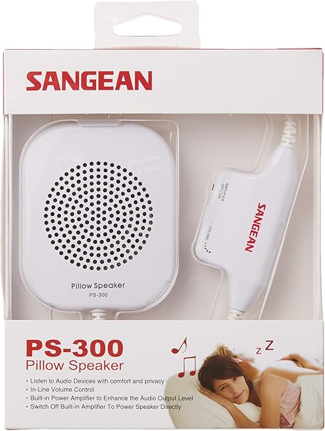 Sangean PS-300 Pillow Speaker with In-line Volume Control and Amplifier (White)