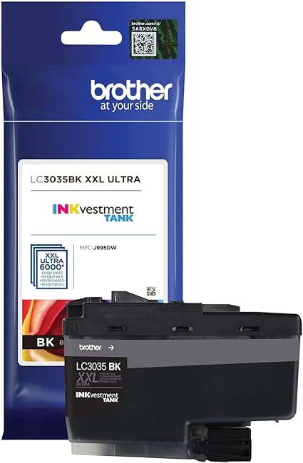 Brother Genuine LC3035BK, Single Pack Ultra High-Yield Black INKvestment Tank Ink Cartridge, Page Yield Up to 6,000 Pages, LC3035, Amazon Dash Replenishment Cartridge