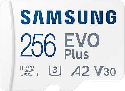 SAMSUNG EVO Plus microSD Memory Card + Adapter, 256GB microSDXC, Speeds Up to 160 MB/s, UHS-I, C10, U3, V10, A3, Upgrade Storage for Phones, Tablets, Gaming Consoles, DSLR Cameras, PCs, MB-MC256SA/AM