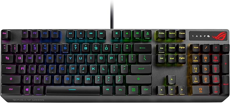 ASUS ROG Strix Scope RX Gaming Mechanical Keyboard, Red Optical Switches, USB 2.0 Passthrough, 2X Wider Ctrl Key, Aura Sync, Armoury Crate RGB Lighting, Black