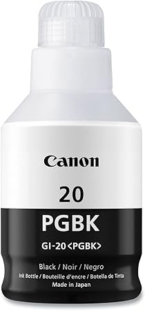 Canon GI-20 PGBK Ink Bottle, Compatible to PIXMA G6020 and G5020 MegaTank Printers