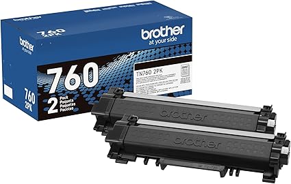 Brother Genuine High-Yield Black Toner Cartridge Twin Pack TN760 2Pk, TN7602PK