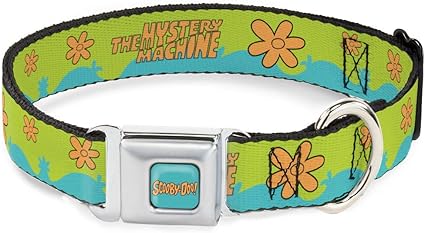 Buckle-Down Dog Collar Seatbelt Buckle Scooby Doo The Mystery Machine Paint Job Green Aqua Orange 13 to 18 Inches 1.5 Inch Wide, DC-SB-SDCG-WSD037-1.5-S