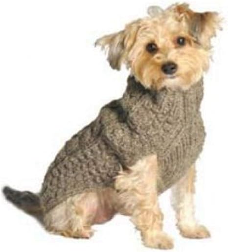 Chilly Dog Cable Dog Sweater, X-Small, Grey