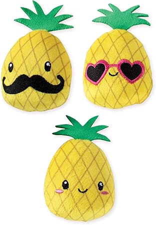 Fringe Studio Squeaker Pet Toy Set, Set of 3, Pineapple (289437)