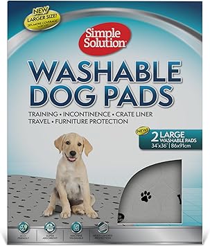 Simple Solution Large Washable Puppy Pad | Reusable Dog Pee Pad | Absorbent and Odor Controlling | 34x36 Inches, 2 Count,White