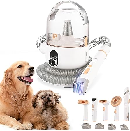 Towallmark Dog Hair Vacuum & Dog Grooming Kit, 5 in-1 Pet Grooming Vacuum Suction 99% Pet Hair for Dogs Cats, 2L Large Capacity Dust Cup, Low Noise Dog Hair Vacuum for Shedding Pet Hair