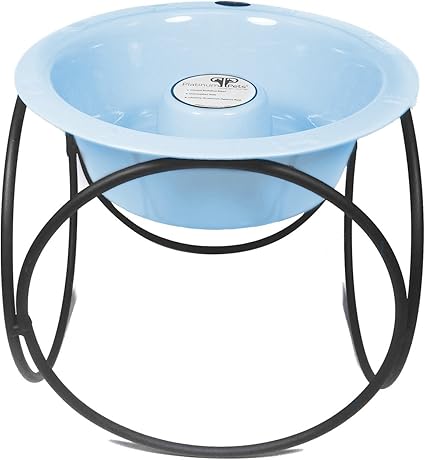 Platinum Pets Slow Eating Single Olympic Diner Feeder with Stainless Steel Dog Bowl, Sky Blue