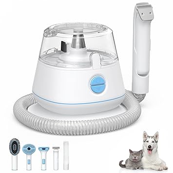 5-in-1 Pet Vacuum Kit for Shedding Grooming & Vacuum Suction 99% Pet Hair, Professional Low Noise Dog Grooming Vacuum with 3 Mode Powerful Suction, 5 Tools Pet Grooming Kit for Dog, Cat