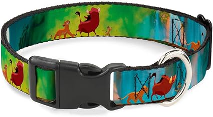 Buckle-Down Plastic Clip Collar - Lion King Simba, Pumba & Timon Growing Up - 1.5